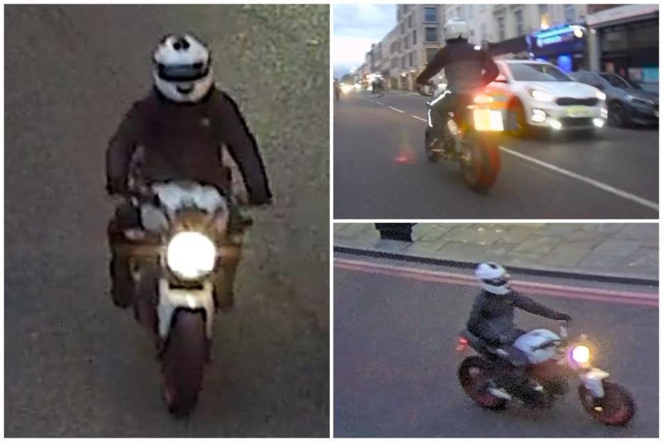 Suspect on motorcycle that Met Police ‘are working to trace’ (ES Composite)