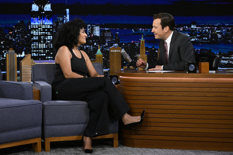 Tracee Ellis Ross during an interview with host Jimmy Fallon on Friday, June 17, 2022. - Credit: Todd Owyoung/NBC