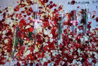 Flowers are pictured during a ceremony to commemorate Indonesia student activists who died during the 1998 riots, at the University of Indonesia in Depok, south of Jakarta, Indonesia