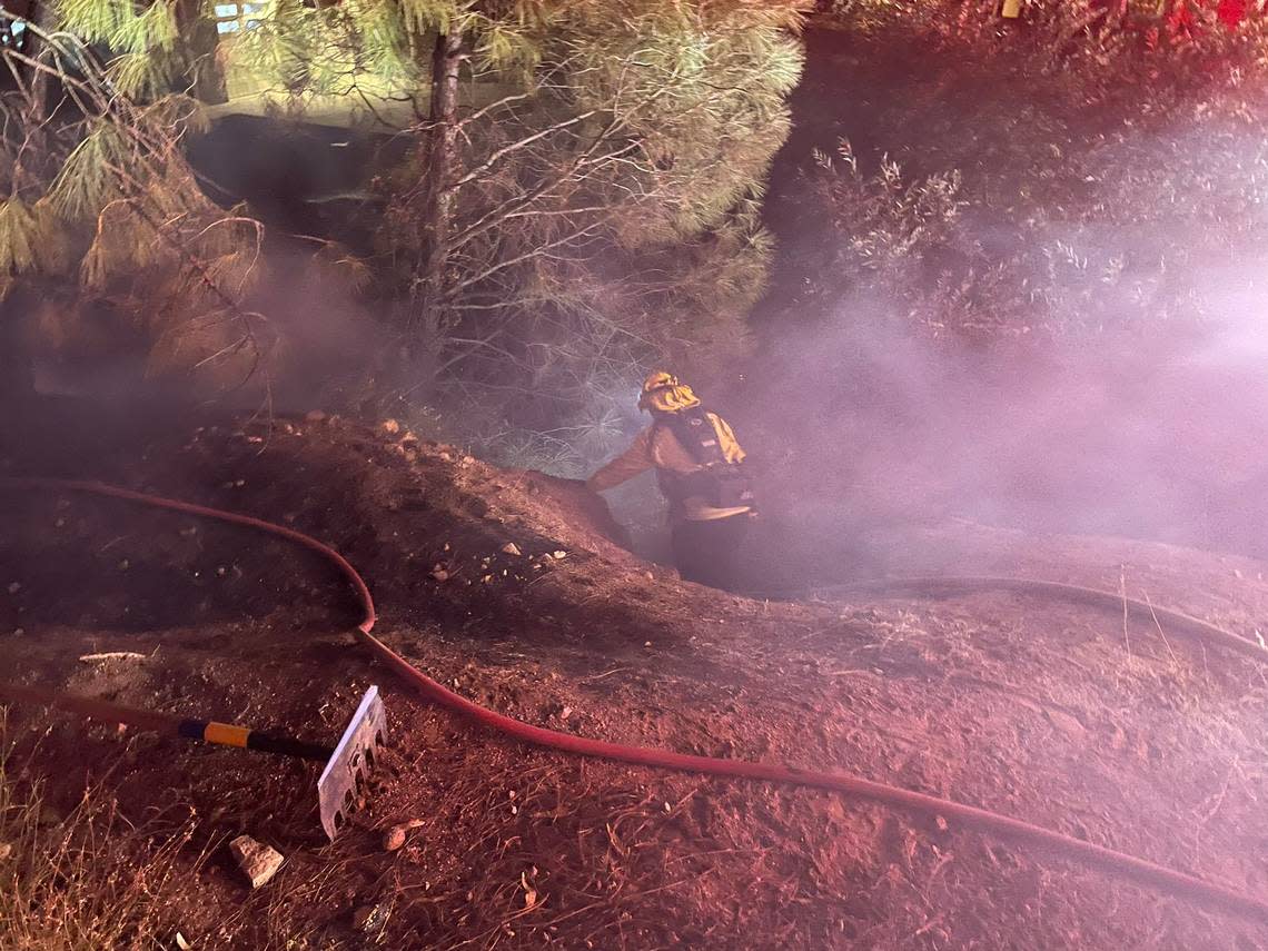 Firefighters responded to a fatal motor vehicle accident with fire in the area of Blue Road off Highway 58 east of Santa Margarita around 8:42 p.m.