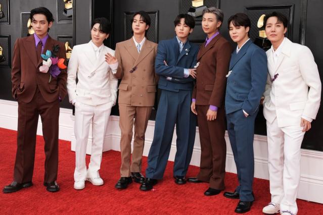 See BTS' Jin, Jimin, Suga, V, Jungkook, RM, and J-Hope's Grammys 2022 Looks