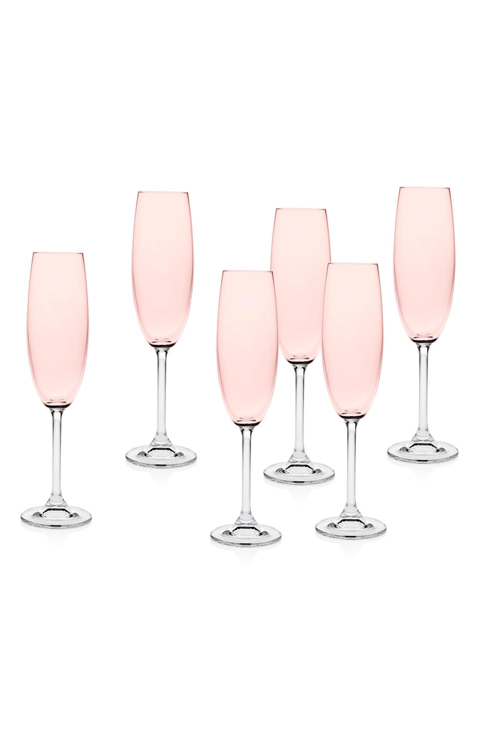 9) Meridian Blush Set of 6 Fluted Glasses