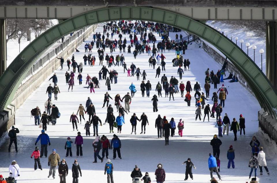 <span class="caption">Outdoor rinks in Canada have been found to be racially diverse meeting places. Here people take to the Rideau Canal in Ottawa on Feb. 18, 2019.</span> <span class="attribution"><span class="source">CANADIAN PRESS/Sean Kilpatrick</span></span>