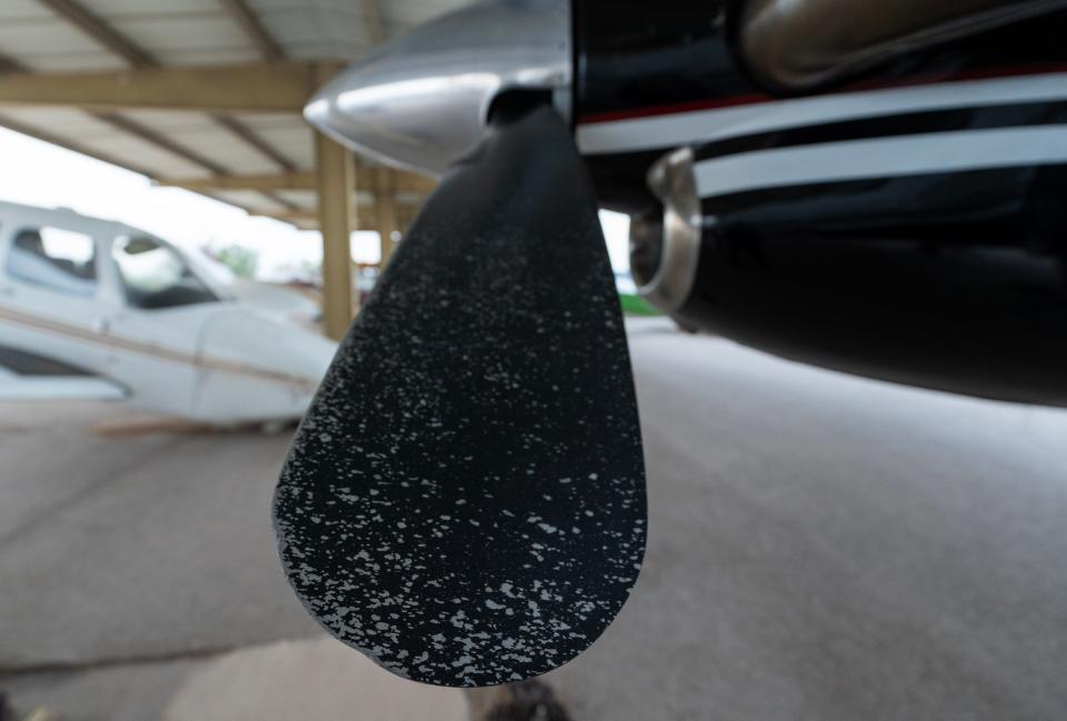 Nose of the Beechcraft plane that carried alleged drug kingpin Ismael "El Mayo" Zambada to the U.S. on Thursday, July 25, 2024.