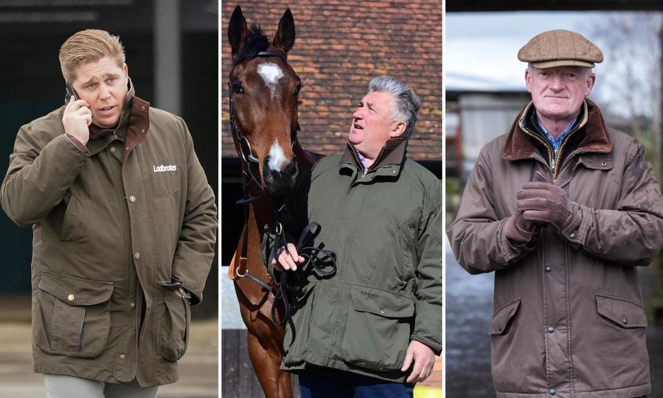 <span>Dan Skelton, Paul Nicholls and Willie Mullins are all in the hunt for the trainers’ championship.</span><span>Composite: Patrick Bolger; Shutterstock</span>