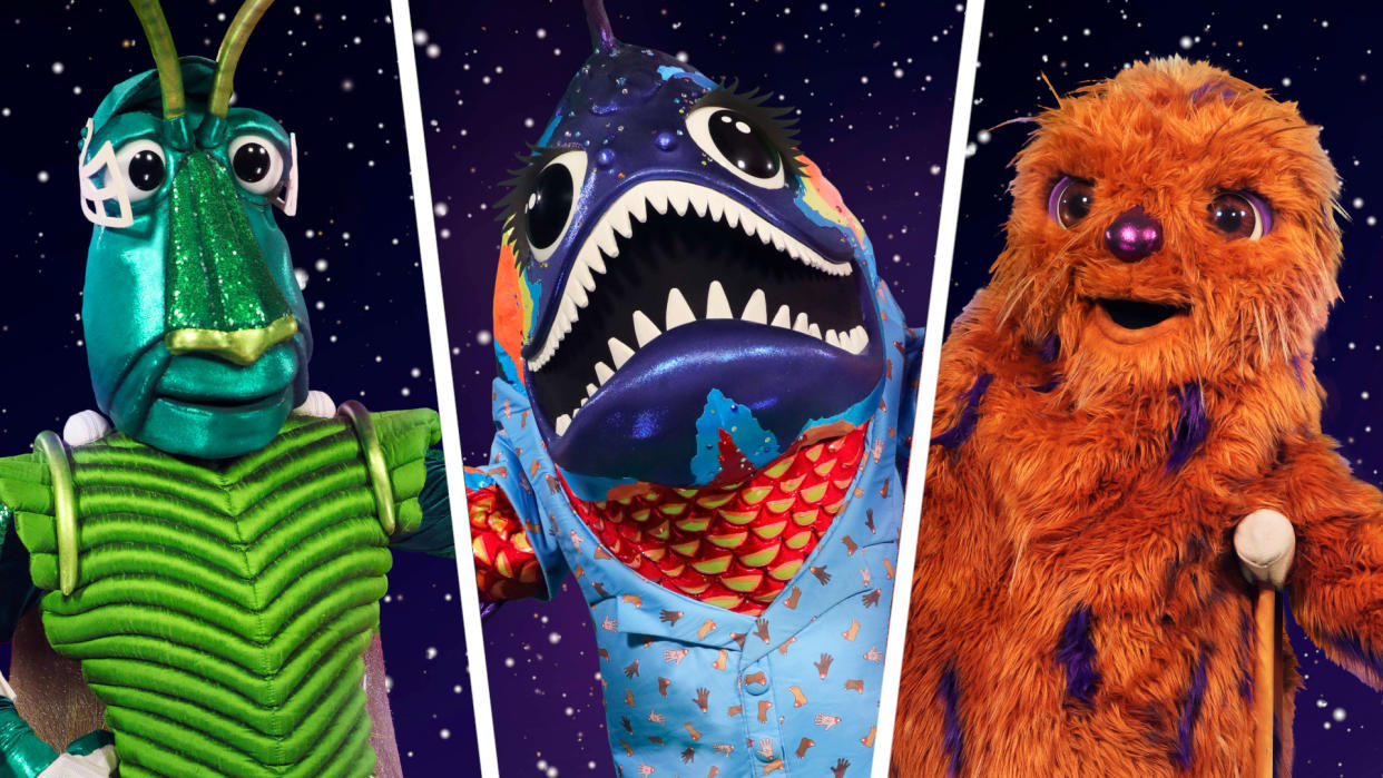 Cricket, Piranha, and Bigfoot have made it through to the 2024 Masked Singer UK grand final. (ITV)