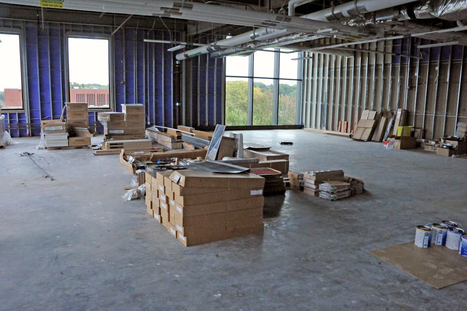 A portion of the third floor of the new science building will be finished when a new research program is needed.