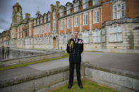 First Sea Lord and Chief of the Naval Staff, Admiral Tony Radakin at Britannia Royal Naval College in Dartmouth, Devon, where the Duke of Edinburgh first met the Queen whilst training as a young naval cadet, England, Monday, April 12, 2021. Britain's Prince Philip, the irascible and tough-minded husband of Queen Elizabeth II who spent more than seven decades supporting his wife in a role that mostly defined his life, died on Friday. (Ben Birchall/PA via AP)