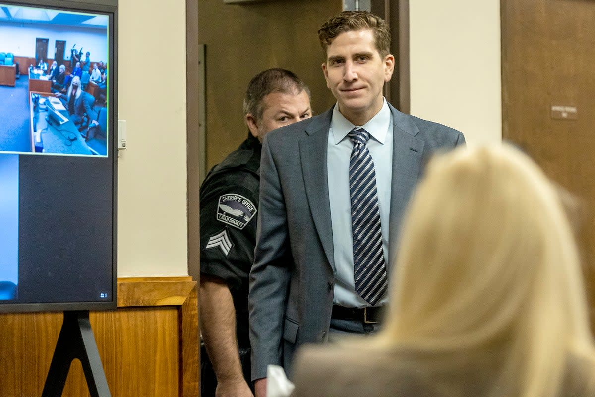 Bryan Kohberger enters the courtroom for a hearing, Friday, Aug. 18, 2023, at the Latah County Courthouse in Moscow., Idaho.  (AP)