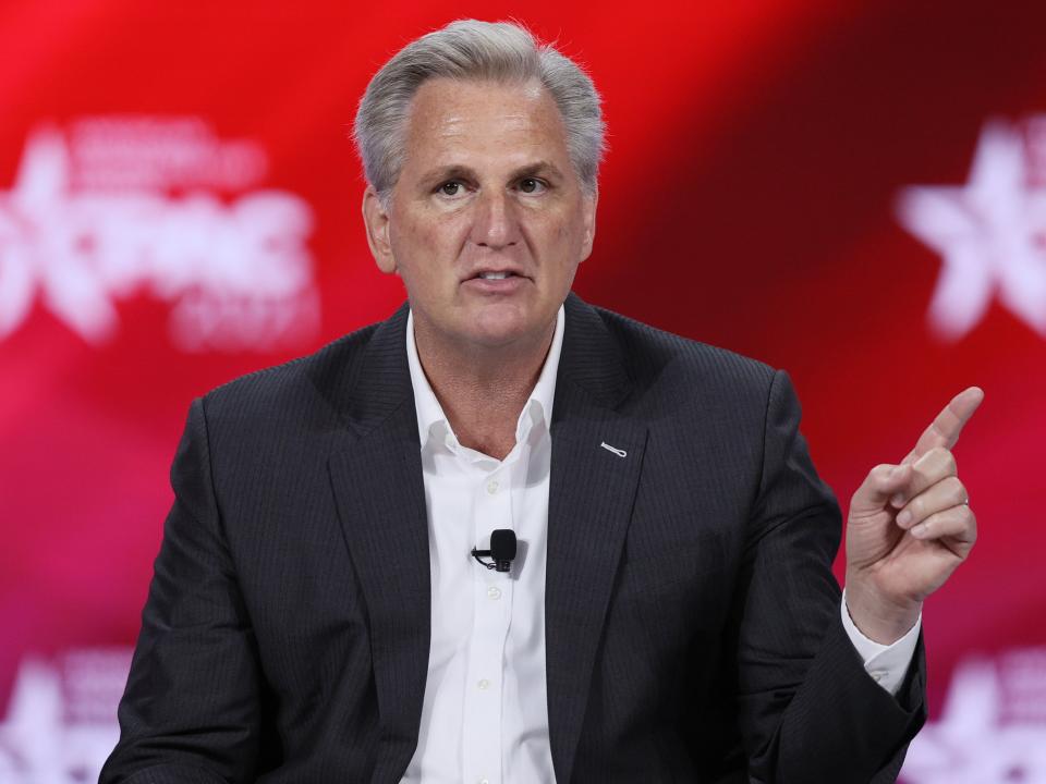 Kevin McCarthy participates in a discussion during CPAC on February 27, 2021 in Orlando, Florida.  (Getty Images)