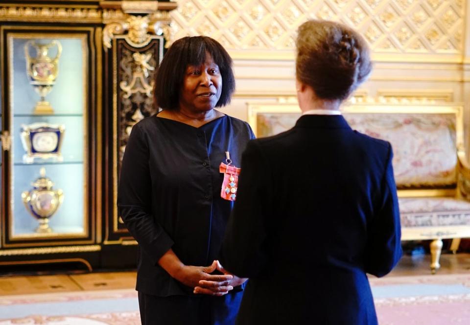 Joan Armatrading is made a CBE by the Princess Royal during an investiture ceremony at Windsor Castle (Jonathan Brady/PA) (PA Wire)