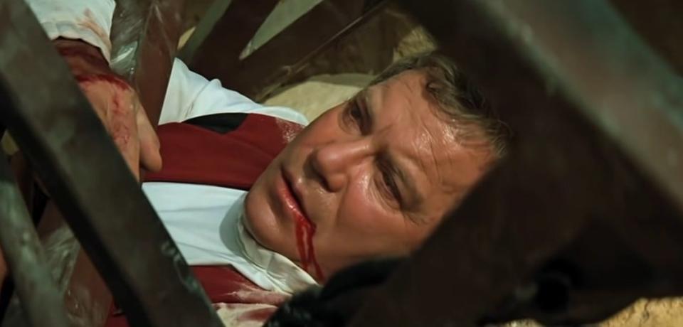 Captain Kirk crushed under a fallen bridge in "Star Trek: Generations"