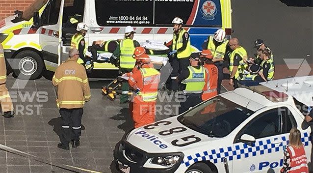 It is believed three people are injured after car has crashed into Westfield Geelong. Source: @jodilee_7/ Twitter