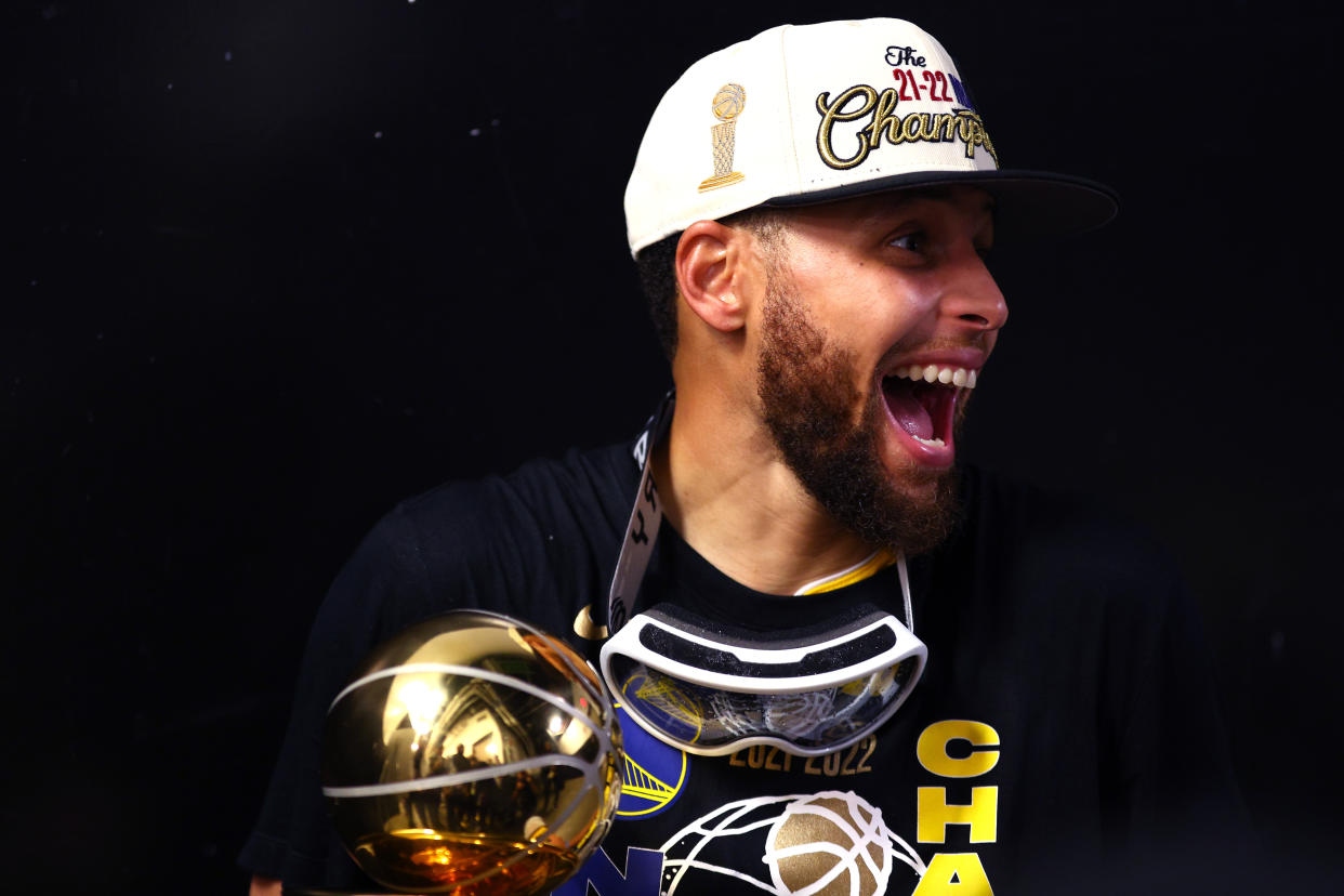 Stephen Curry and the Golden State Warriors got the last laugh after winning the Finals. (Photo by Elsa/Getty Images)