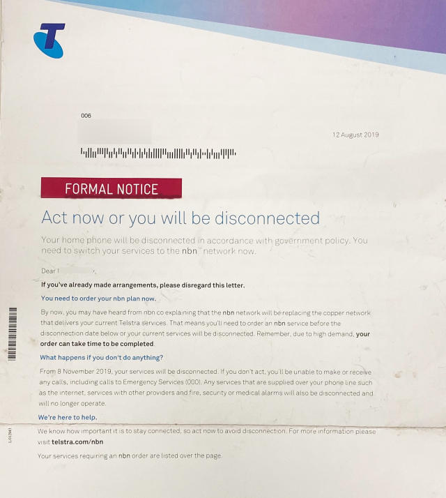 Nbn Landline Disconnection Letter From Telstra Worries Households 0009