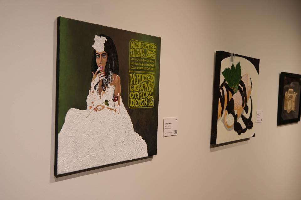 A painting celebrating the iconic Herb Alpert album "Whipped Cream and Other Delights: was among the over 100 paintings at the 20x20 Art Exhibition and Silent Auction at the Amarillo Museum of Art on the campus of Amarillo College.