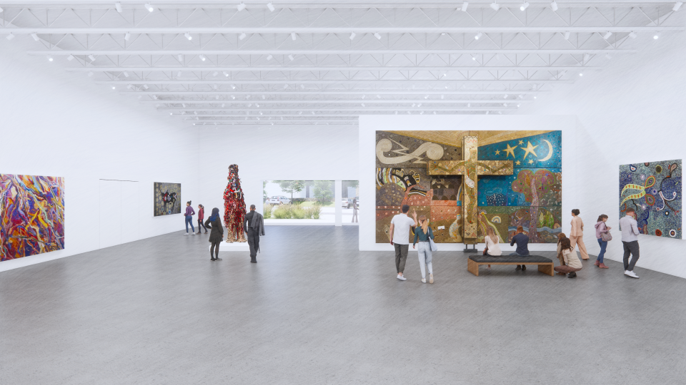 A rendering of the high-ceiling large gallery envisioned in the Springfield Art Museum's renovation project.