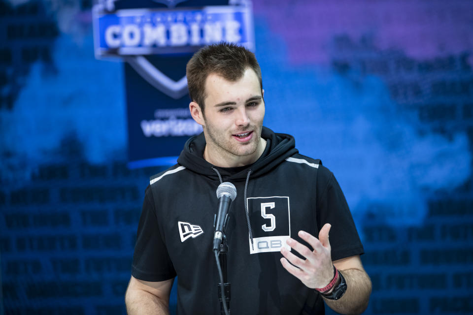 Georgia QB Jake Fromm wasn't able to boost his stock at the NFL scouting combine. (Photo by Michael Hickey/Getty Images) 