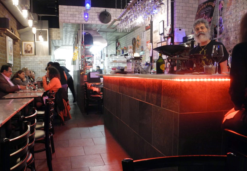 Joe Scaravella seen behind the counter of his restaurant 'Enoteca Maria' where grandmothers (Nonnas) make food on Staten Island, New York. (Johannes Schmitt-Tegge / picture alliance via Getty Images)