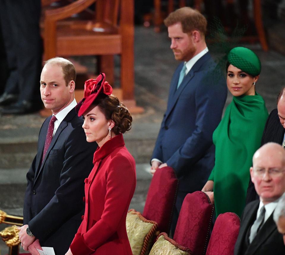 Prince William, Duke of Cambridge, Catherine, Duchess of Cambridge, Prince Harry, Duke of Sussex and Meghan, Duchess of Sussex attend the Commonwealth Day Service 2020 on March 9, 2020 in London, England