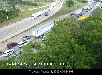 Cameras at West Loomis Road showed traffic moving slowly on Interstate 43 because of a crash that closed all eastbound lanes at South 27th Street.