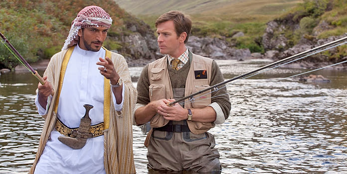 This image released by CBS Films shows Ewan McGregor in a scene from the film, "Salmon Fishing in the Yemen." The film was nominated for a Golden Globe for best comedy or musical, Thursday, Dec. 13, 2012. McGregor was nominated for best actor in the film. The 70th annual Golden Globe Awards will be held on Jan. 13. (AP Photo/CBS Films)