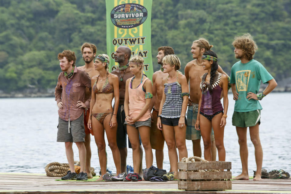 "Zipping Over the Cuckoo's Nest" - The tribe lines up before the Immunity Challenge during the tenth episode of "Survivor: Caramoan - Fans vs. Favorites."