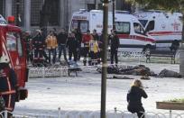 Rescue teams gather at the scene after an explosion in central Istanbul, Turkey January 12, 2016. REUTERS/Kemal Aslan