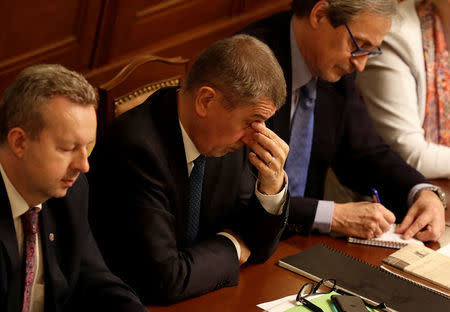 Czech Prime Minister Andrej Babis attends a parliamentary session during a confidence vote for the newly appointed government he leads, in Prague, Czech Republic January 16, 2018. REUTERS/David W Cerny