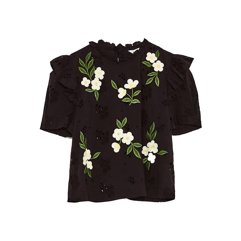 <p><a rel="nofollow noopener" href="https://www.zara.com/us/en/sale/woman/tops/view-all/top-with-embroidered-dasies-c732008p4276074.html" target="_blank" data-ylk="slk:Top With Embroidered Daisies,;elm:context_link;itc:0;sec:content-canvas" class="link ">Top With Embroidered Daisies,</a> <span><span>$40</span> $26</span></p>