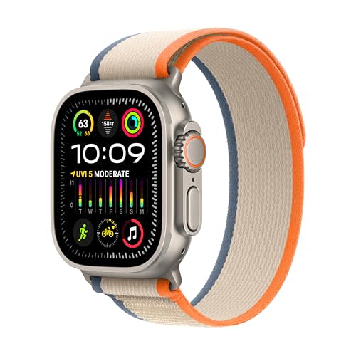 Apple Watch Ultra 2 [GPS + Cellular 49mm] Smartwatch with Rugged Titanium Case & Orange/Beige T…