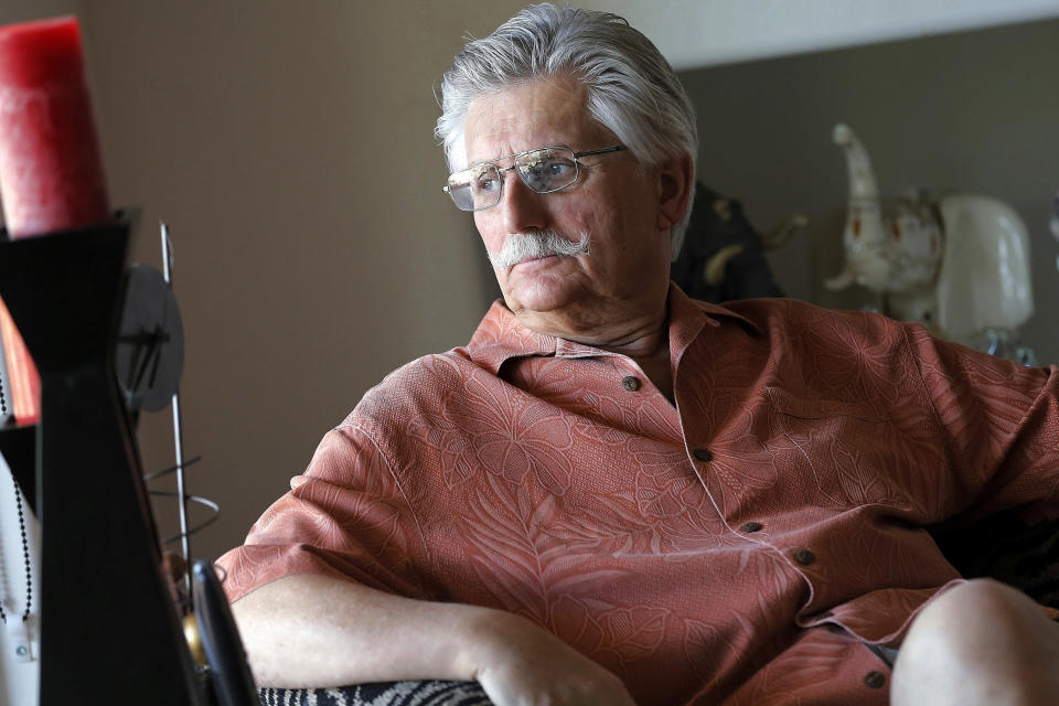 FILE - Fred Goldman, father of murder victim Ron Goldman, sits in his home in Peoria, Ariz., on May 20, 2014. Goldman, the executor of O.J. Simpson’s estate says he will work to prevent a payout of a $33.5 million judgment awarded by a California civil jury nearly three decades ago in a wrongful death lawsuit filed by the families of Simpson’s ex-wife Nicole Brown Simpson and her friend Ron Goldman. Simpson’s will was filed Friday, April 12, 2024, in a Clark County court in Nevada, naming his longtime lawyer, Malcolm LaVergne, as the executor. The document shows Simpson’s property was placed into a trust that was created this year. (AP Photo/Matt York, File)