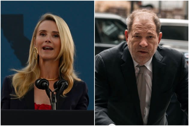 Jennifer Siebel Newsom and Harvey Weinstein - Credit: Brittany Murray/MediaNews Group/Long Beach Press-Telegram via Getty Images; Scott Heins/Getty Images