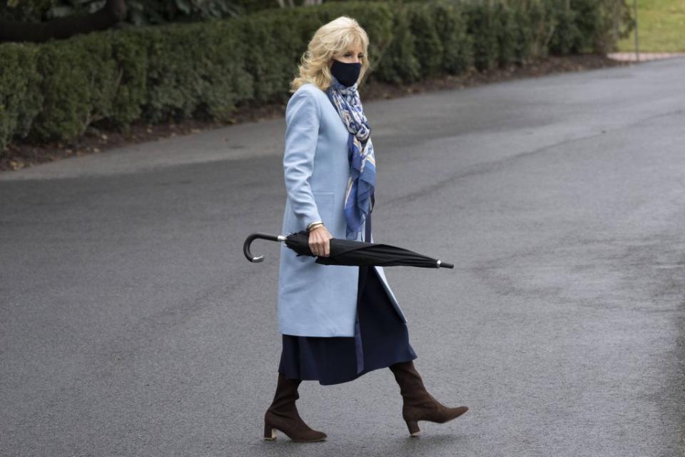 Jill Biden leaves the White House on Dec. 27, 2021 with President Joe Biden. - Credit: Chris Kleponis - CNP / MEGA