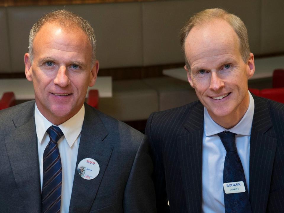 Tesco CEO Dave Lewis, left, and Booker CEO Charles Wilson.