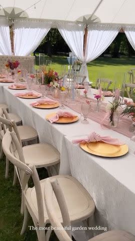 <p>Baylee Jandahl/Instagram</p> Baylee Jandahl shares a look at the table settings at the wedding reception
