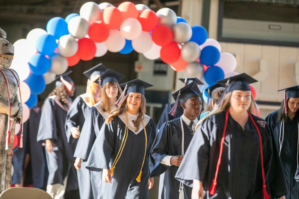 During Vanguard High School’s 51st graduation at the Southeastern Livestock Pavilion in Ocala last year, 344 seniors (including 31 valedictorians) received diplomas.