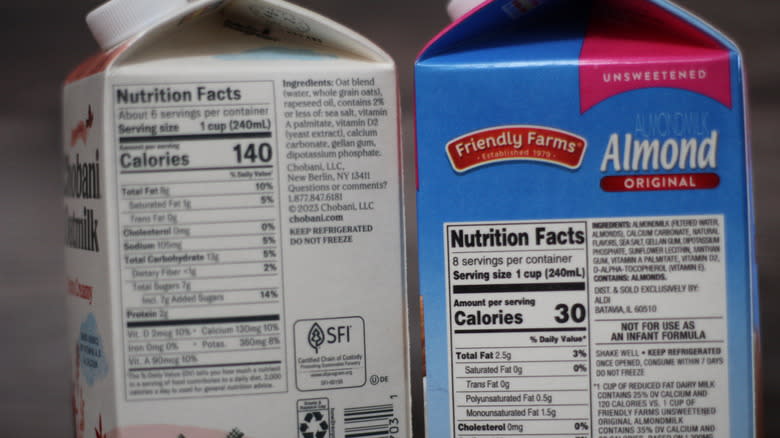 Nutrition facts on cartons