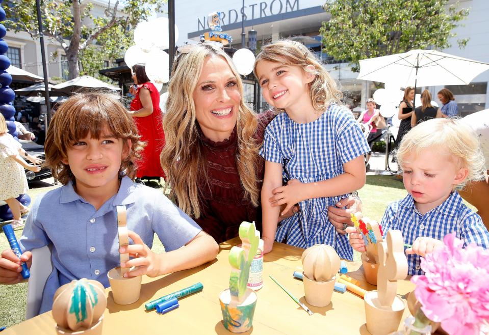 Molly Sims and her children Brooks Alan, Scarlett May and Grey Douglas celebrate the Nordstrom x Maisonette Pop-In launch at The Grove in L.A. on Sunday