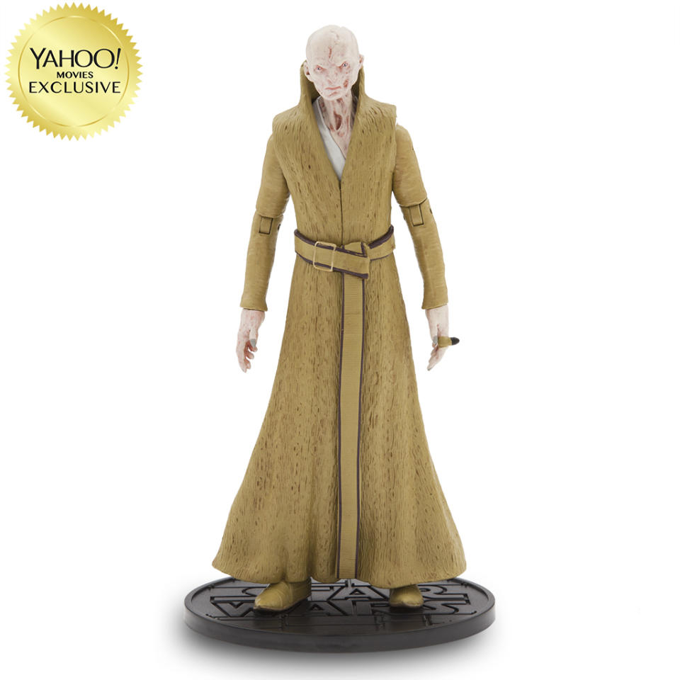 <p>Our best look yet at the deeply scarred First Order overlord, who rocks a flowing golden robe that would make Hef jealous. Available Oct. 31/$26.95/DisneyStore.com (Photo: Disney Store) </p>