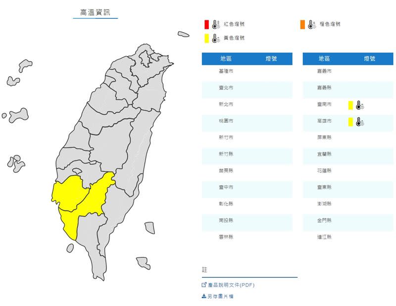 中央氣象局發布高溫資訊。（圖／翻攝自中央氣象局）