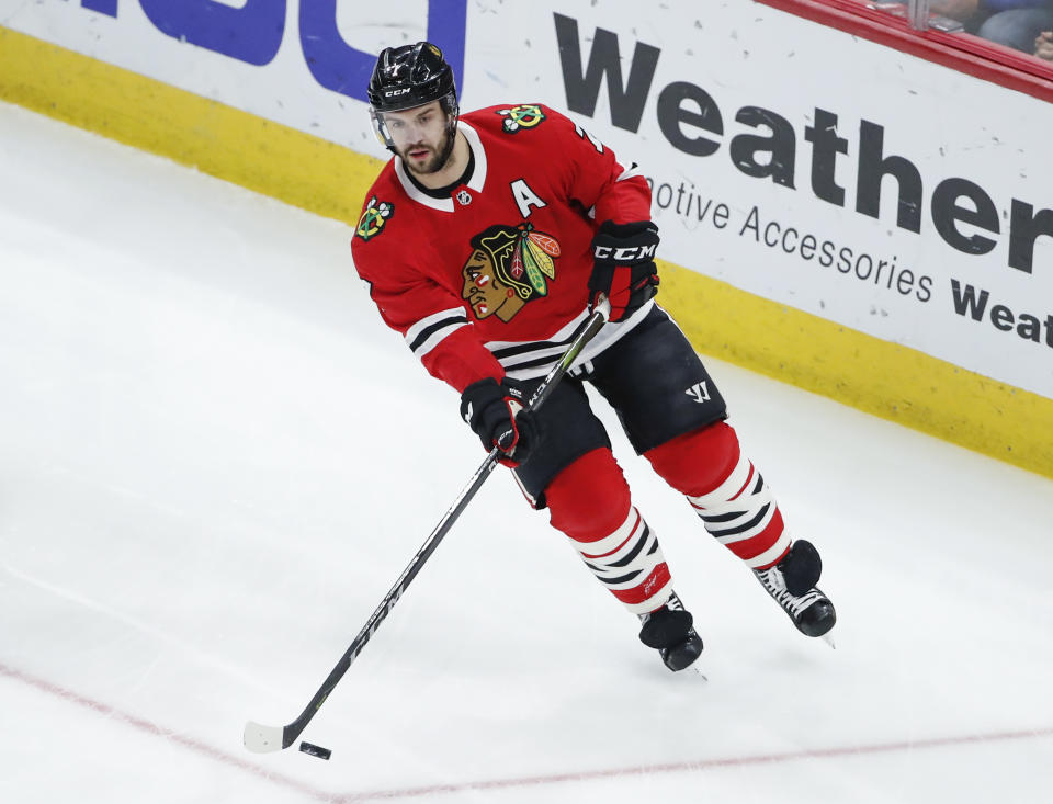 Brent Seabrook’s age is catching up to him, but his minutes just continue to increase. (AP Photo/Kamil Krzaczynski)