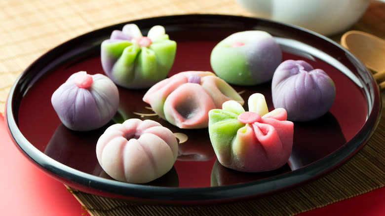 Wagashi on plate 