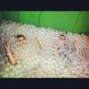 Brittany Broben - "We found a ball pit in the recovery centre. So we hid in it @melissaPaigeWu #thegames #goodday"