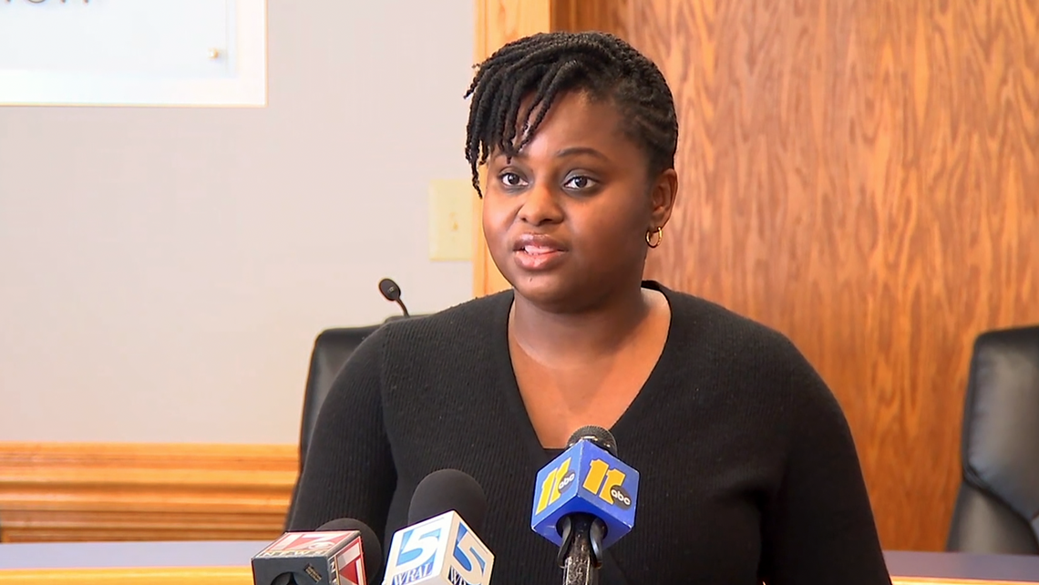 Bettina Umstead, chair of the Durham Public Schools Board of Education, delivered a statement and took no questions after a closed session meeting on Monday, January, 22, 2024. ABC11