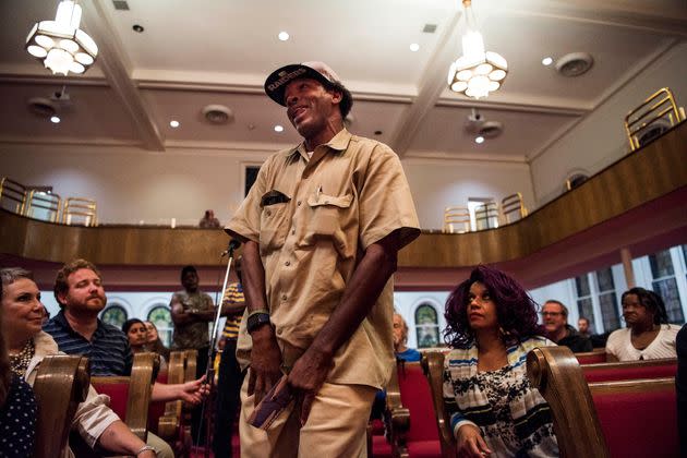 A.J. Johnson speaks to moderator Sarah Verser and panelists David Luker, Danny Carr, Henry Irby, Carolyn Johnson, Jarralynne Agee during the 