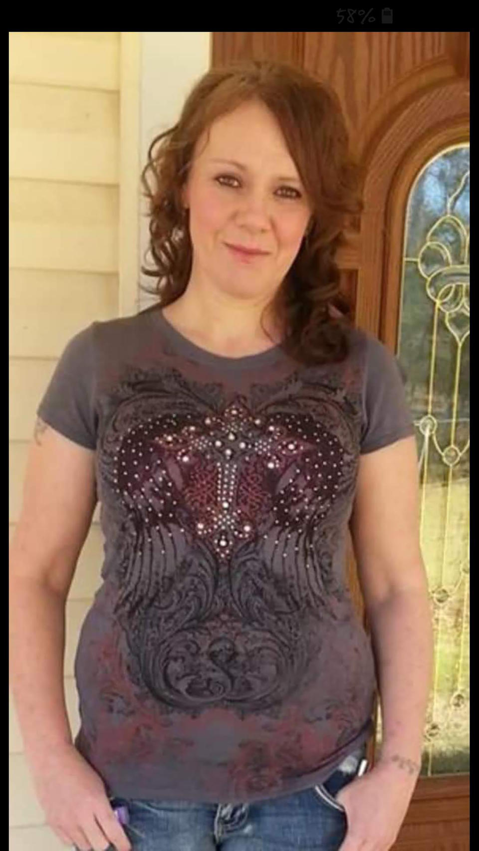This undated photo provided by Mike Austin shows his wife Holly Barlow-Austin in Texarkana, Texas, before her 2019 death after being held in a Texarkana jail. Her family brought a federal lawsuit Wednesday, Sept, 16, 2020, against LaSalle Corrections, claiming its staff neglected Barlow-Austin's care and ignored her pleas for help as her health deteriorated and she went blind. (Courtesy Mike Austin via AP)