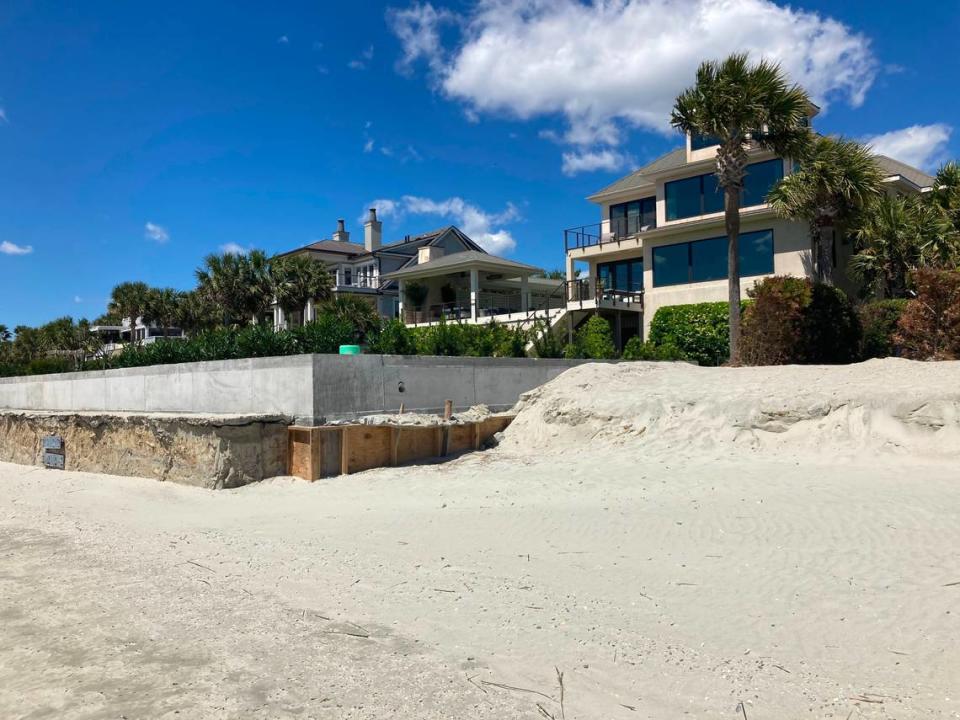 Seawalls and development on the beach are at the center of a growing dispute in South Carolina over how tightly to regulate oceanfront development as sea level rises. This property is at the Isle of Palms.