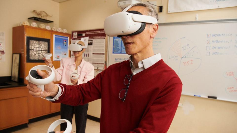 Teachers will have complete control over the educational headsets, Meta said. (Meta)