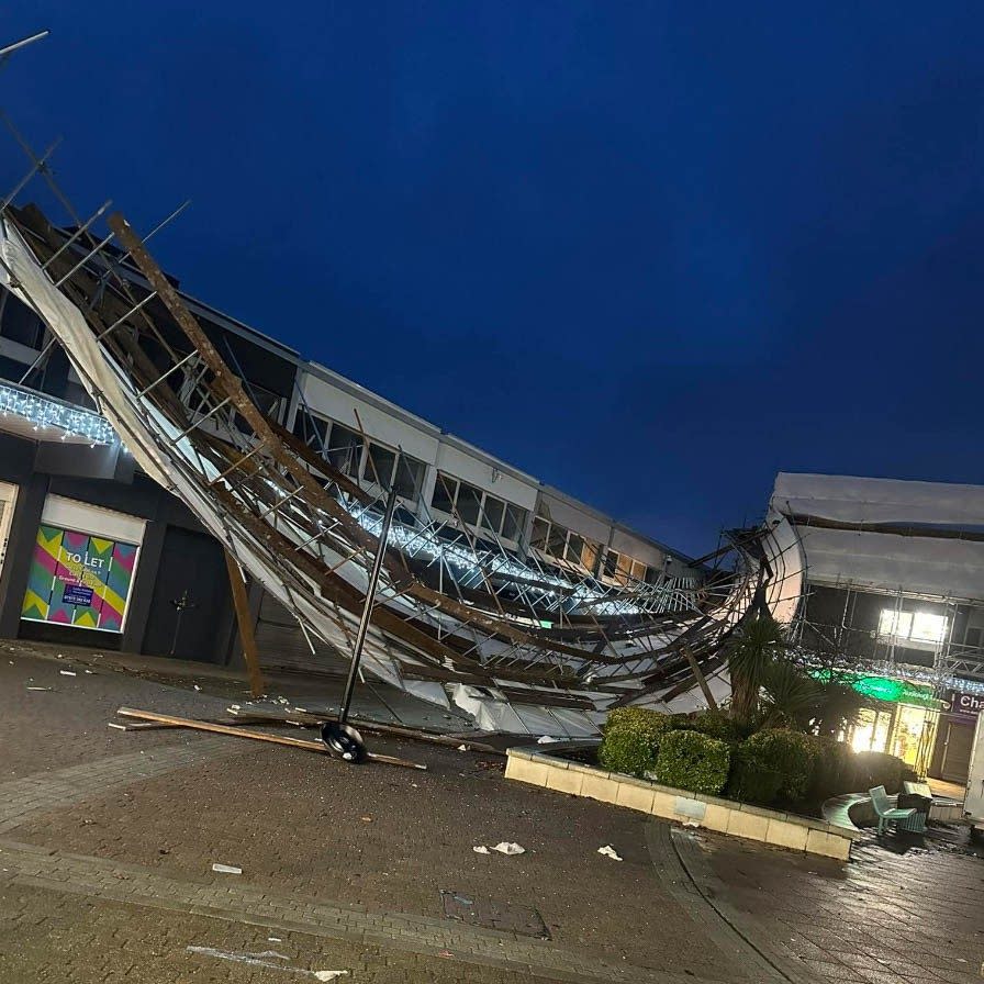 Scaffolding collapsed near the Wilko store in the bustling town centre at approximately 4:15pm